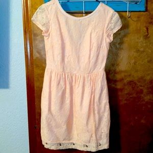 Above knee cotton and lace dress